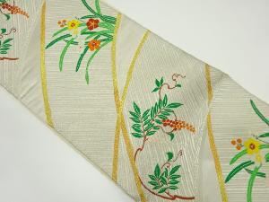 リサイクル　竹に草花模様織り出し袋帯